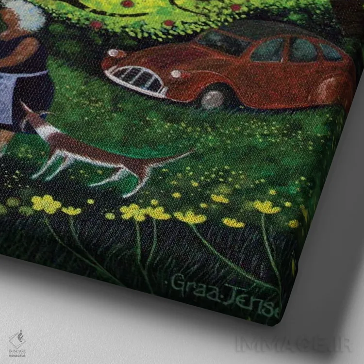 تابلو نوشندگان سیدر، ۲۰۱۱ (سیدر: نوشیدنی سیب) اثر لیزا گرا یِنسن - نمای نزدیک بافت بوم