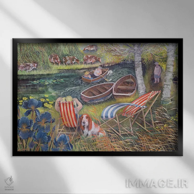 تابلو رودخانه بادخیز، ۱۹۹۵ اثر لیزا گرا یِنسن - نمای قابدار مشکی