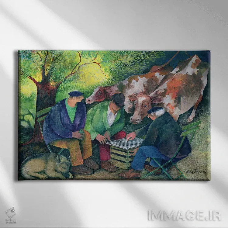 تابلو فروشندگان گاو اثر لیزا گرا یِنسن - نمای روبهرو روی دیوار