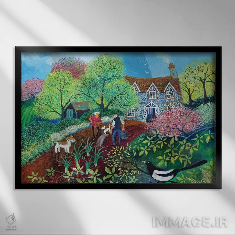 تابلو اهالی روستا، ۲۰۱۸ اثر لیزا گرا یِنسن - نمای قابدار مشکی
