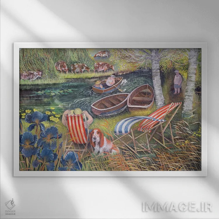 تابلو رودخانه بادخیز، ۱۹۹۵ اثر لیزا گرا یِنسن - نمای قابدار سفید