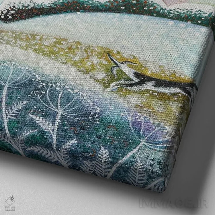 تابلو موج سرما، ۲۰۲۱ اثر لیزا گرا یِنسن - نمای نزدیک بافت بوم