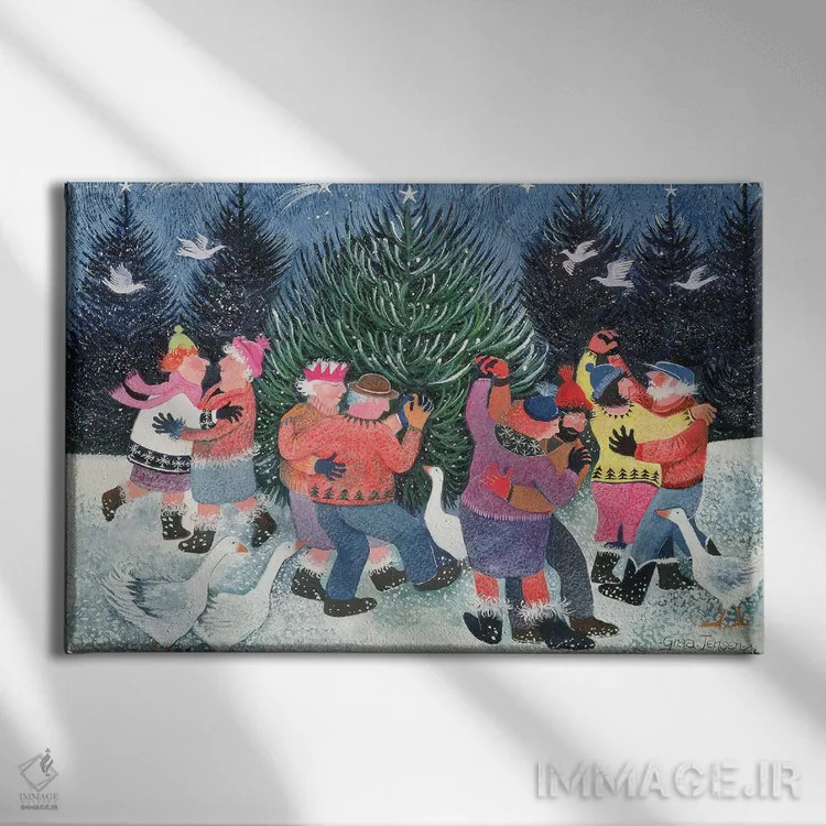 تابلو رقصیدن دور درخت اثر لیزا گرا یِنسن - نمای روبهرو روی دیوار