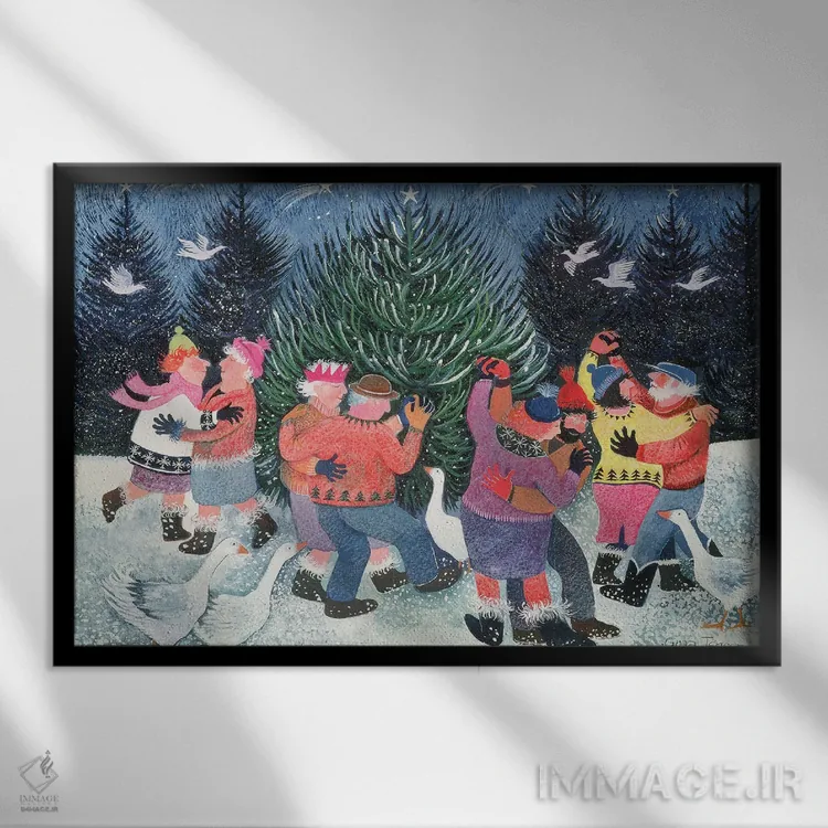 تابلو رقصیدن دور درخت اثر لیزا گرا یِنسن - نمای قابدار مشکی