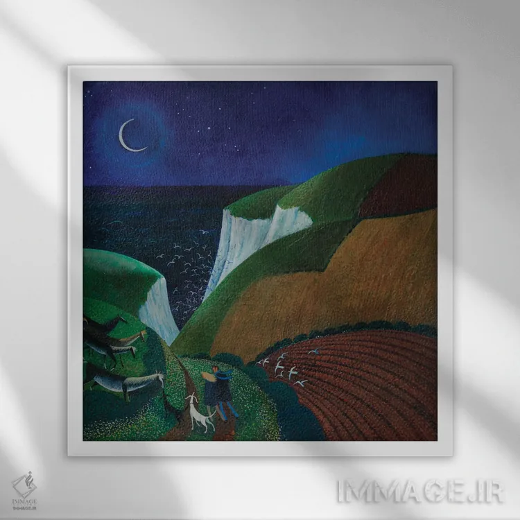 تابلو قدمزنی عصرگاهی، ۲۰۱۳ اثر لیزا گرا یِنسن - نمای قابدار سفید