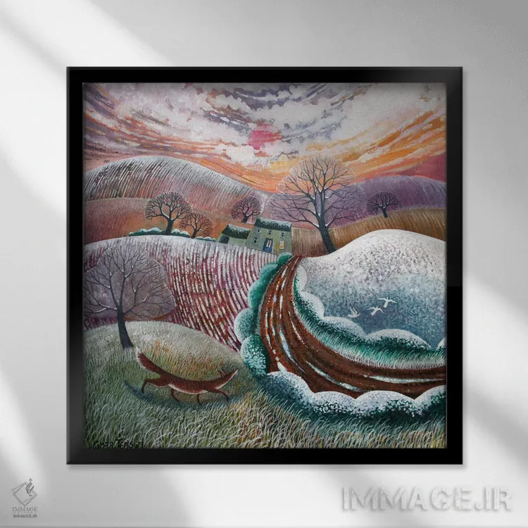 تابلو اولین بارش سبک برف، ۲۰۱۴ اثر لیزا گرا یِنسن - نمای قابدار مشکی