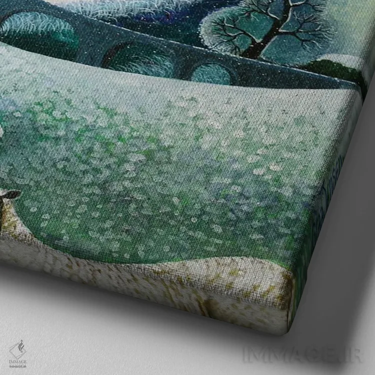 تابلو اولین بارش ریز، ۲۰۱۶ اثر لیزا گرا یِنسن - نمای نزدیک بافت بوم