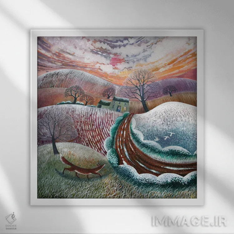 تابلو اولین بارش سبک برف، ۲۰۱۴ اثر لیزا گرا یِنسن - نمای قابدار سفید