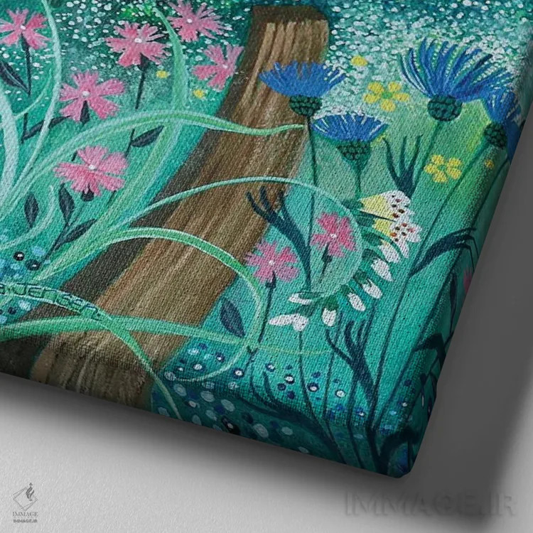 تابلو باغ جنی، ۲۰۱۷ اثر لیزا گرا یِنسن - نمای نزدیک بافت بوم