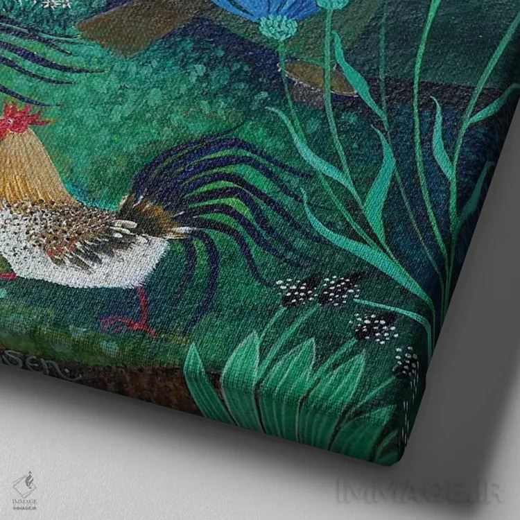 تابلو مرغان شاد، ۲۰۱۶ اثر لیزا گرا یِنسن - نمای نزدیک بافت بوم