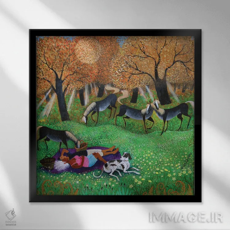 تابلو آخرین پرتوهای تابستان، ۲۰۱۹ اثر لیزا گرا یِنسن - نمای قابدار مشکی