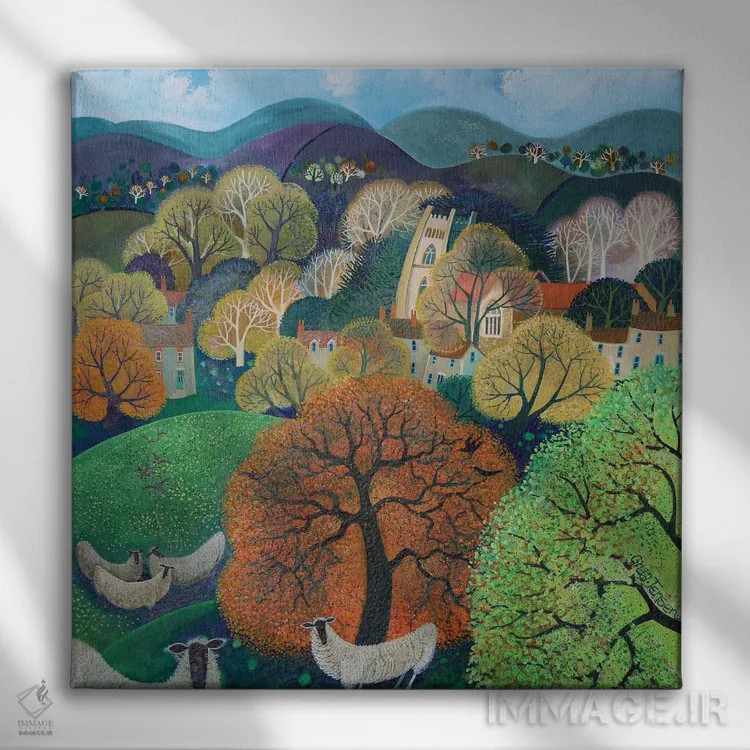 تابلو انگلستان شاد، ۲۰۱۶ اثر لیزا گرا یِنسن - نمای روبهرو روی دیوار