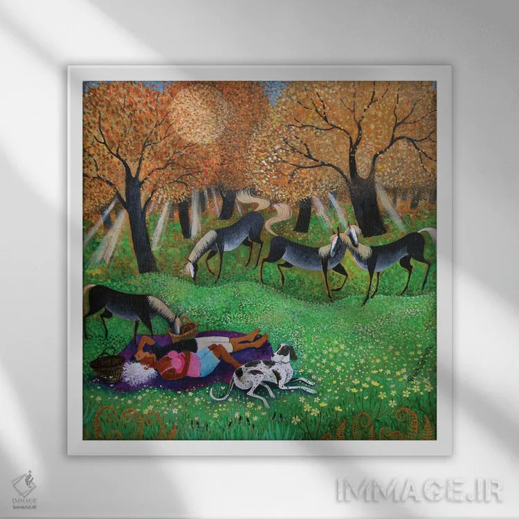 تابلو آخرین پرتوهای تابستان، ۲۰۱۹ اثر لیزا گرا یِنسن - نمای قابدار سفید