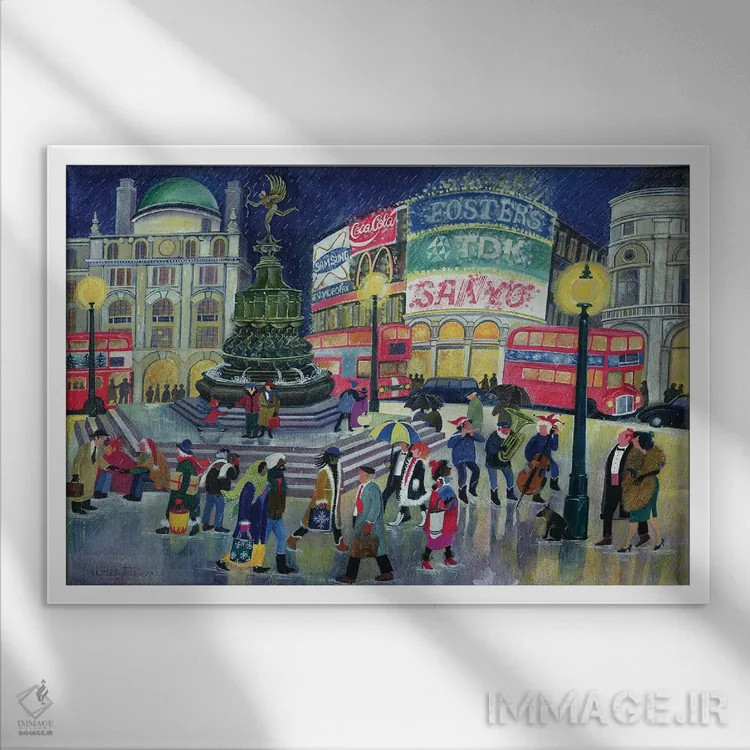 تابلو پیکادلی (لندن) اثر لیزا گرا یِنسن - نمای قابدار سفید