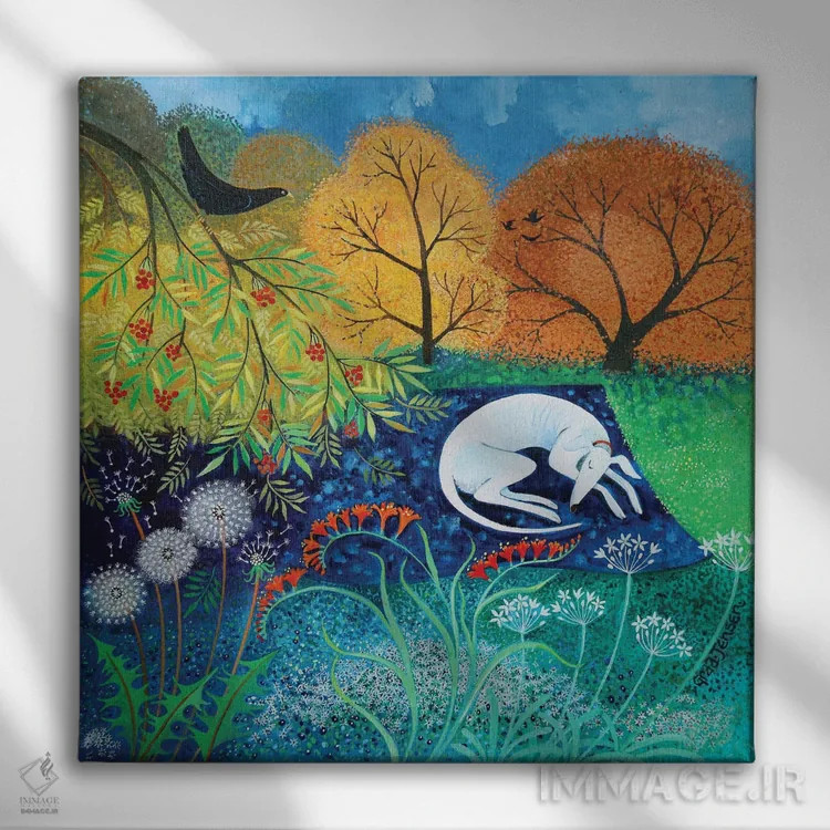 تابلو خواب نیمروزی، ۲۰۱۸ (سیستا) اثر لیزا گرا یِنسن - نمای روبهرو روی دیوار