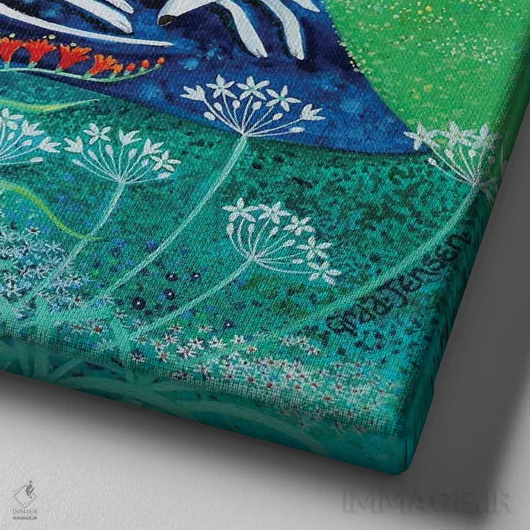 تابلو خواب نیمروزی، ۲۰۱۸ (سیستا) اثر لیزا گرا یِنسن - نمای نزدیک بافت بوم