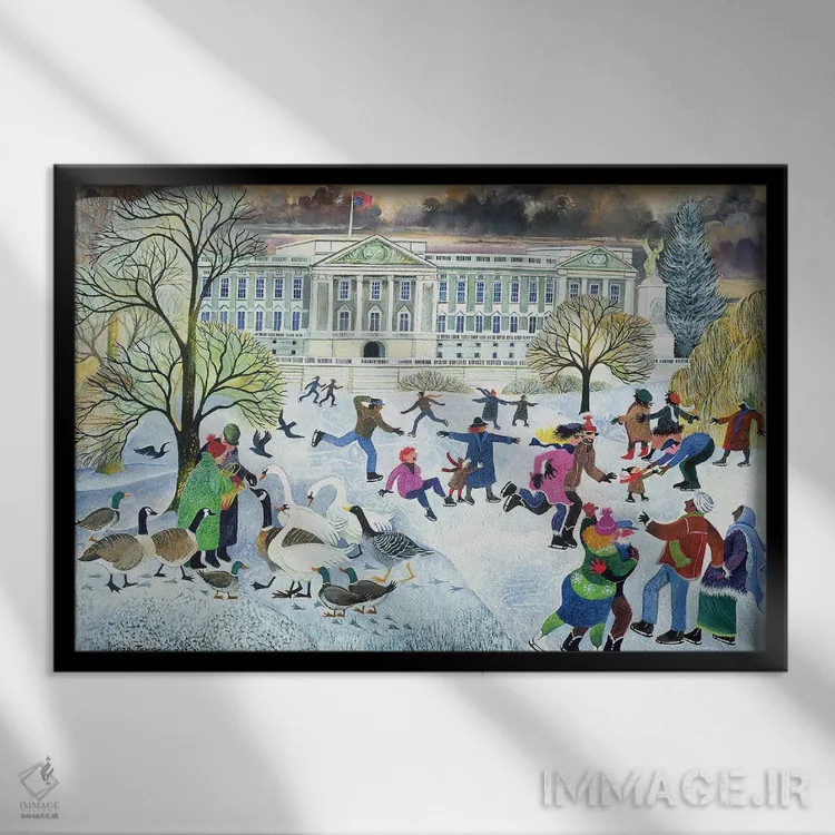 تابلو اسکیتبازان در پارک سنت جیمز اثر لیزا گرا یِنسن - نمای قابدار مشکی