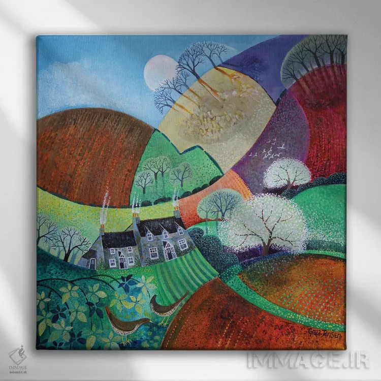 تابلو بهار پشت گوشه، ۲۰۲۰ اثر لیزا گرا یِنسن - نمای روبهرو روی دیوار