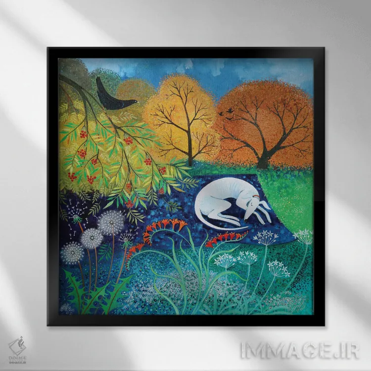 تابلو خواب نیمروزی، ۲۰۱۸ (سیستا) اثر لیزا گرا یِنسن - نمای قابدار مشکی