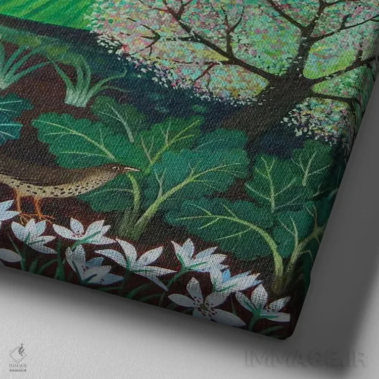 تابلو سبزهای بهاری، ۲۰۱۶ اثر لیزا گرا یِنسن - نمای نزدیک بافت بوم