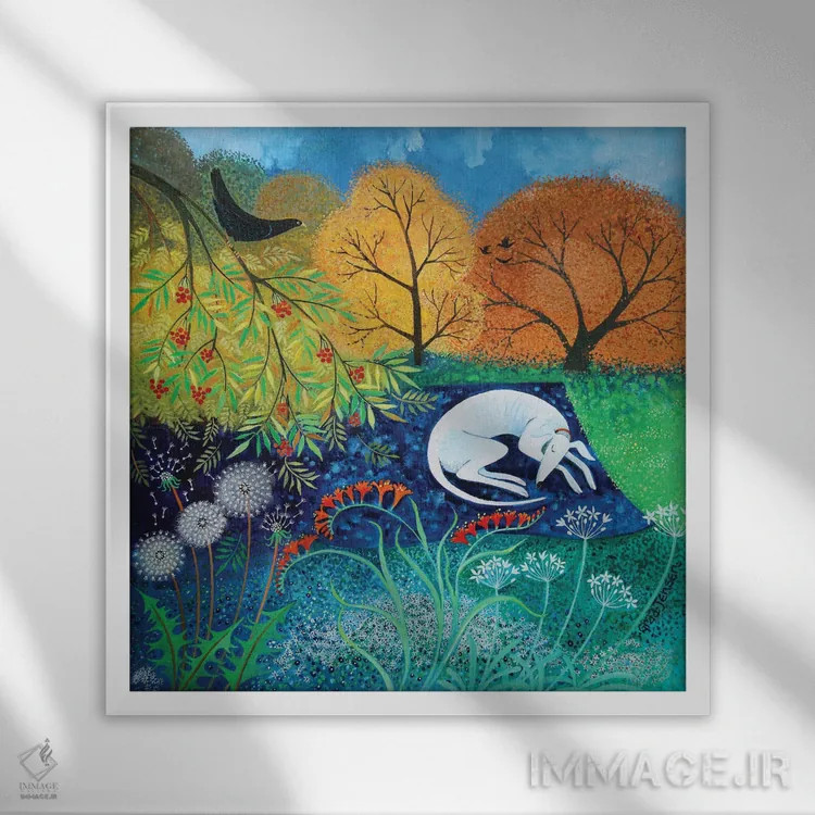 تابلو خواب نیمروزی، ۲۰۱۸ (سیستا) اثر لیزا گرا یِنسن - نمای قابدار سفید