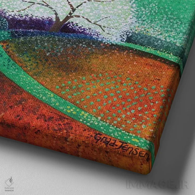 تابلو بهار پشت گوشه، ۲۰۲۰ اثر لیزا گرا یِنسن - نمای نزدیک بافت بوم