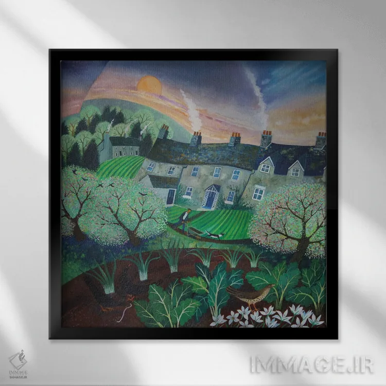 تابلو سبزهای بهاری، ۲۰۱۶ اثر لیزا گرا یِنسن - نمای قابدار مشکی