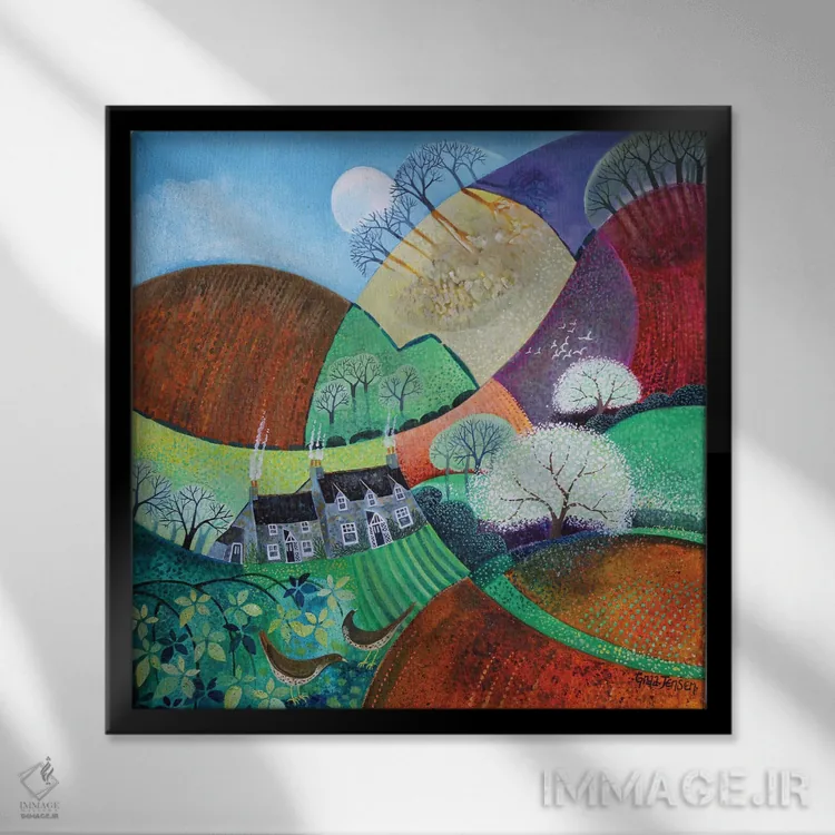 تابلو بهار پشت گوشه، ۲۰۲۰ اثر لیزا گرا یِنسن - نمای قابدار مشکی
