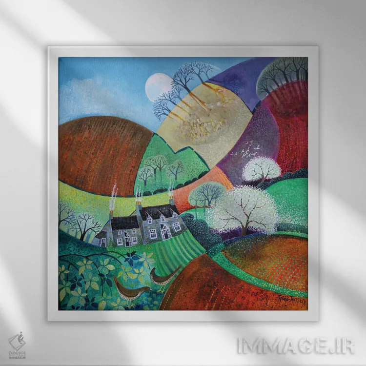 تابلو بهار پشت گوشه، ۲۰۲۰ اثر لیزا گرا یِنسن - نمای قابدار سفید