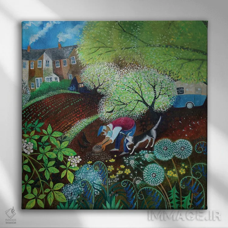 تابلو بذرپاش، ۲۰۲۱ اثر لیزا گرا یِنسن - نمای روبهرو روی دیوار