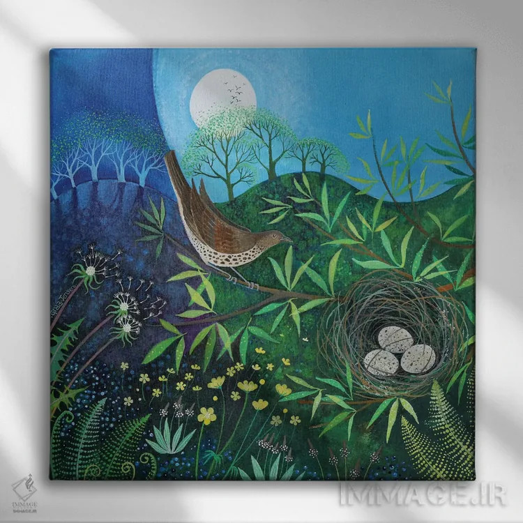 تابلو توکا، ۲۰۱۹ (پرنده) اثر لیزا گرا یِنسن - نمای روبهرو روی دیوار