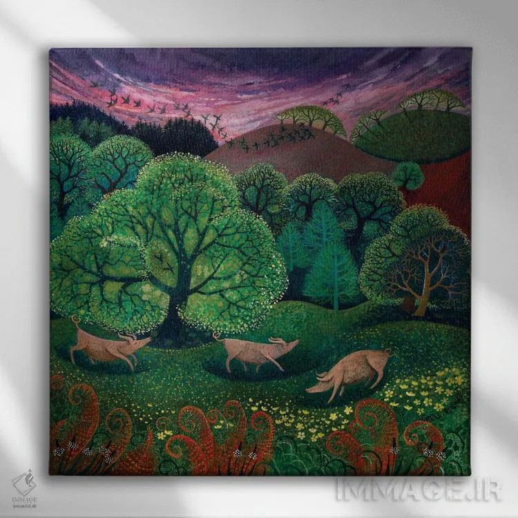 تابلو کاملاً ارگانیک اثر لیزا گرا یِنسن - نمای روبهرو روی دیوار