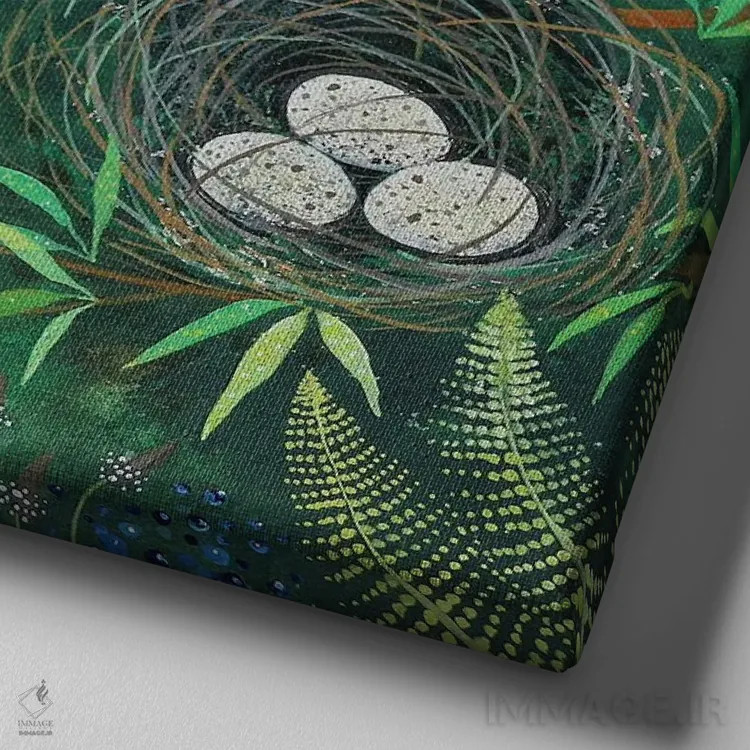 تابلو توکا، ۲۰۱۹ (پرنده) اثر لیزا گرا یِنسن - نمای نزدیک بافت بوم