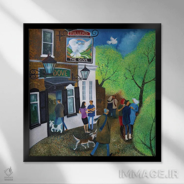 تابلو مهمانخانه داو در همرسمیت، ۲۰۱۵ اثر لیزا گرا یِنسن - نمای قابدار مشکی