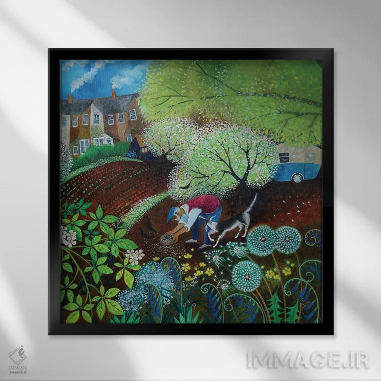 تابلو بذرپاش، ۲۰۲۱ اثر لیزا گرا یِنسن - نمای قابدار مشکی