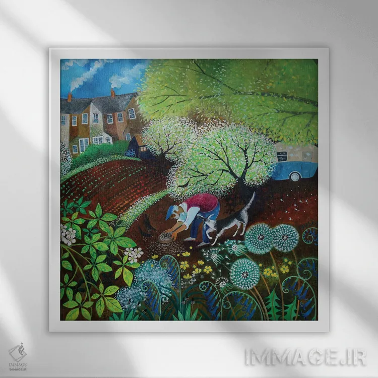 تابلو بذرپاش، ۲۰۲۱ اثر لیزا گرا یِنسن - نمای قابدار سفید