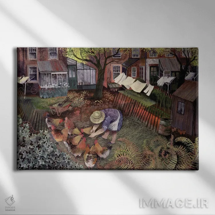 تابلو مرغهای شهری، ۱۹۹۵ اثر لیزا گرا یِنسن - نمای روبهرو روی دیوار