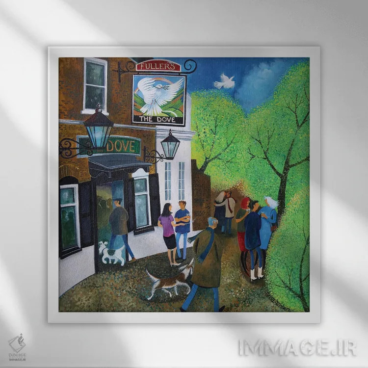 تابلو مهمانخانه داو در همرسمیت، ۲۰۱۵ اثر لیزا گرا یِنسن - نمای قابدار سفید