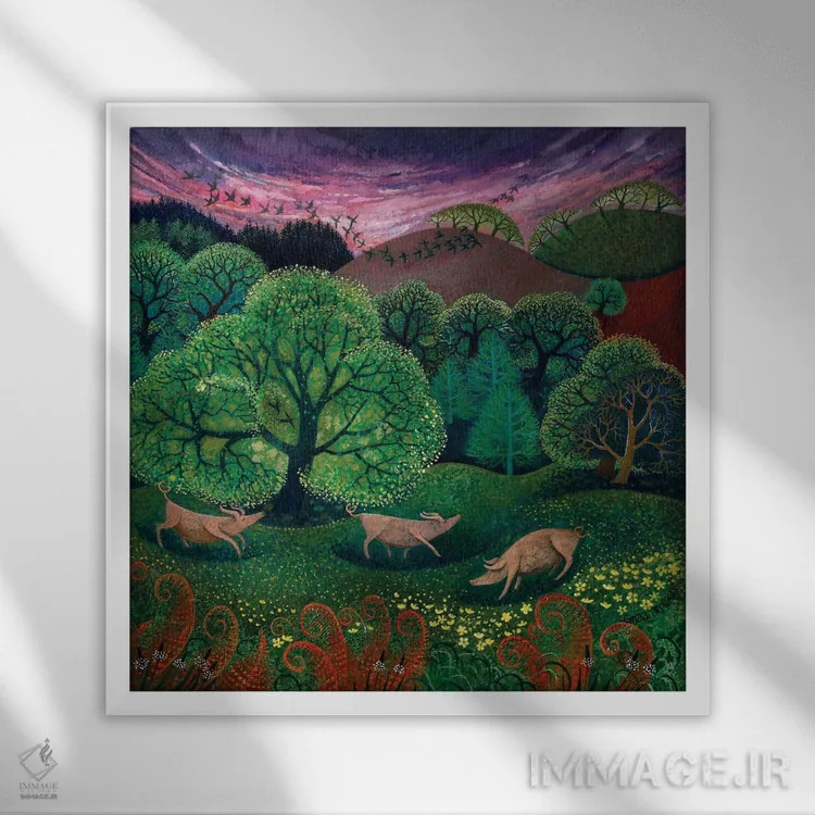 تابلو کاملاً ارگانیک اثر لیزا گرا یِنسن - نمای قابدار سفید