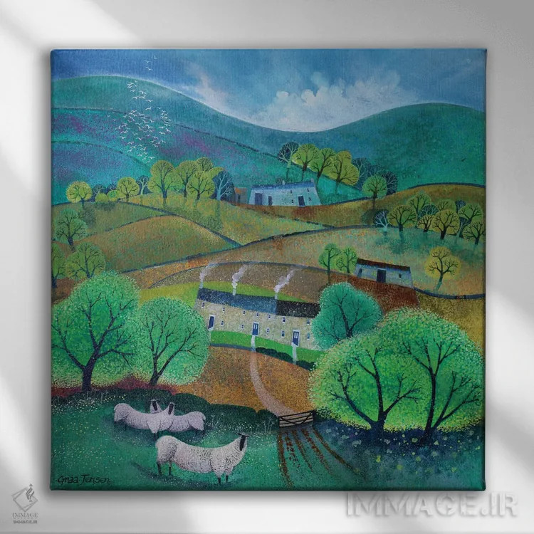 تابلو درههای یورکشایر، ۲۰۱۶ (انگلستان) اثر لیزا گرا یِنسن - نمای روبهرو روی دیوار