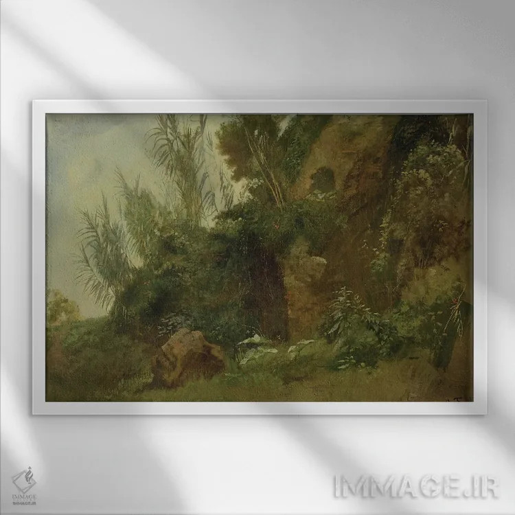 تابلو مطالعه منظره در حمامهای کاراکالا (رم) اثر انسلْم فوئرباخ (نقاش آلمانی) - نمای قابدار سفید