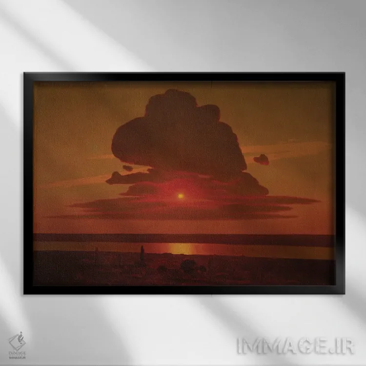 تابلو غروب سرخ بر دنیپر (اوکراین) اثر آرکیپ ایوانوویچ کوئینجی (نقاش روسی) - نمای قابدار مشکی