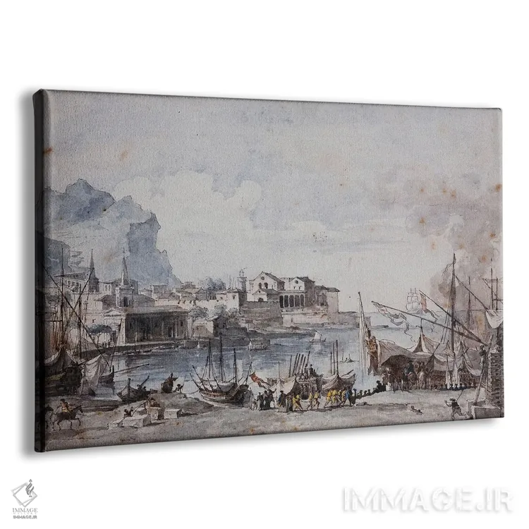 تابلو نمایی از بندر پالرمو، ۱۷۷۷ (ایتالیا) اثر آنری اوژن اوگوستین لو سیدانر - نمای پرسپکتیو محصول