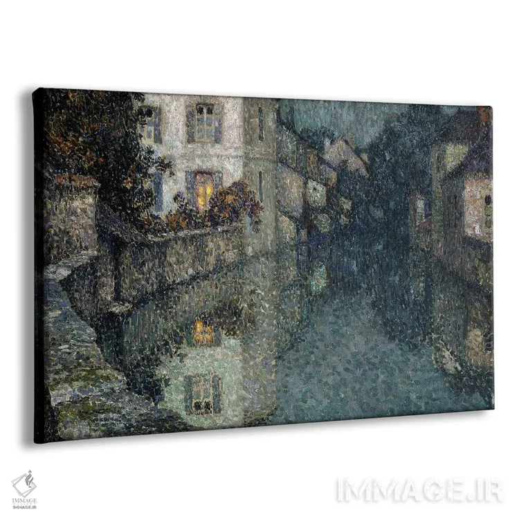 تابلو خانههای کنار کانال، نمور (فرانسه) اثر آنری اوژن اوگوستین لو سیدانر - نمای پرسپکتیو محصول