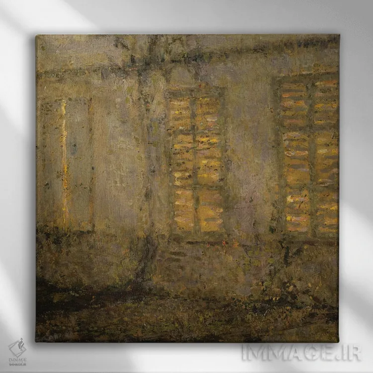 تابلو کرکرههای بسته در شب مهتابی، ژربروی، حدود ۱۹۳۲ اثر آنری اوژن اوگوستین لو سیدانر - نمای روبهرو روی دیوار