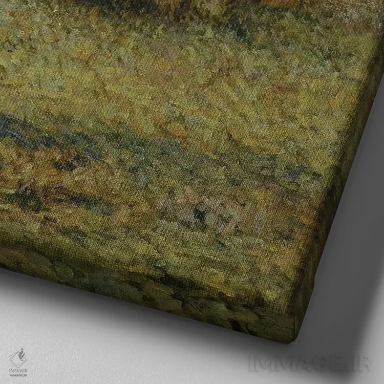 تابلو خانه پاویون با گلهای آفتابگردان اثر آنری اوژن اوگوستین لو سیدانر - نمای نزدیک بافت بوم