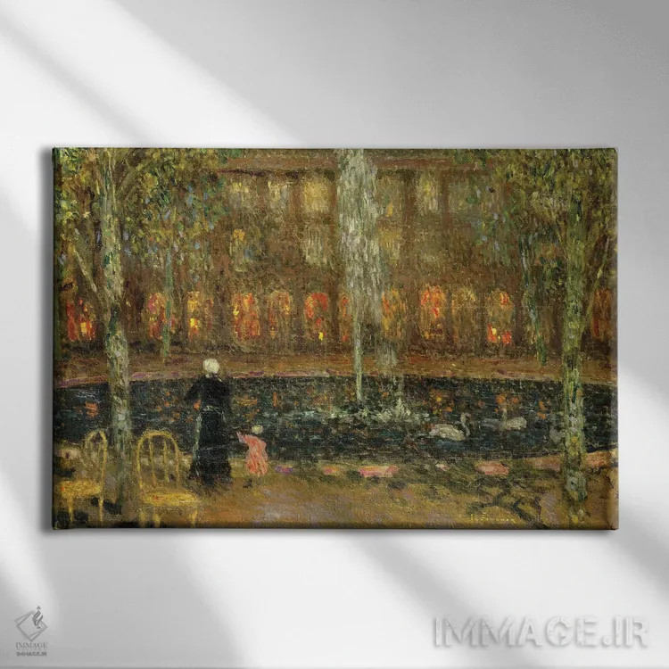 تابلو حوضچه در پالِهروآل (کاخ سلطنتی فرانسه) اثر آنری اوژن اوگوستین لو سیدانر - نمای روبهرو روی دیوار