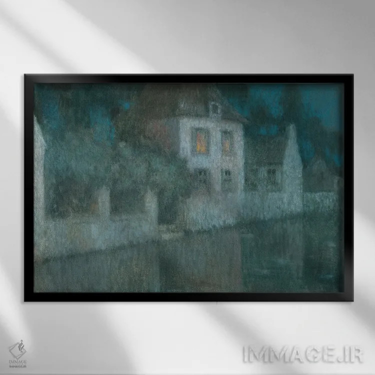 تابلو کانال به سمت نمور (فرانسه) اثر آنری اوژن اوگوستین لو سیدانر - نمای قابدار مشکی