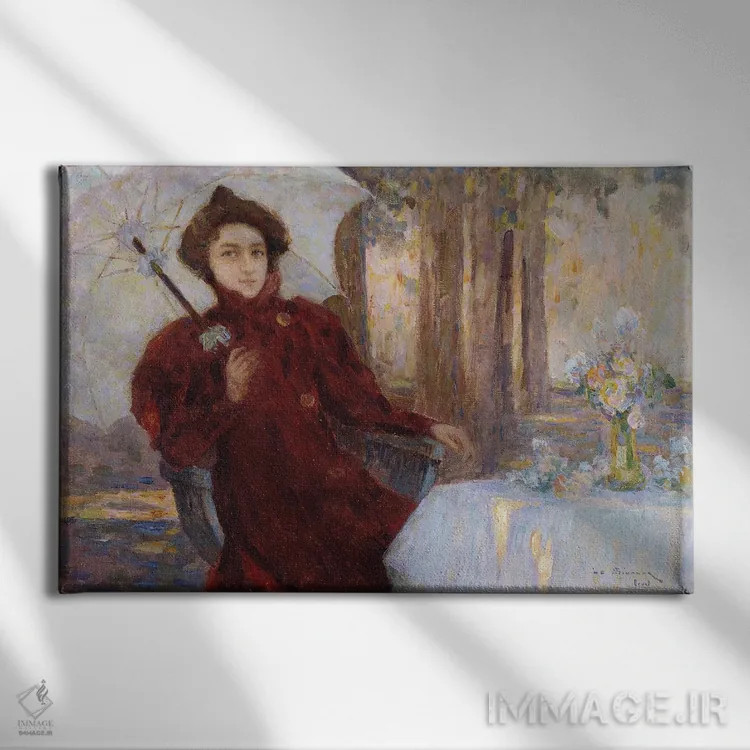 تابلو زن با چتر، ۱۸۹۶ اثر آنری اوژن اوگوستین لو سیدانر - نمای روبهرو روی دیوار