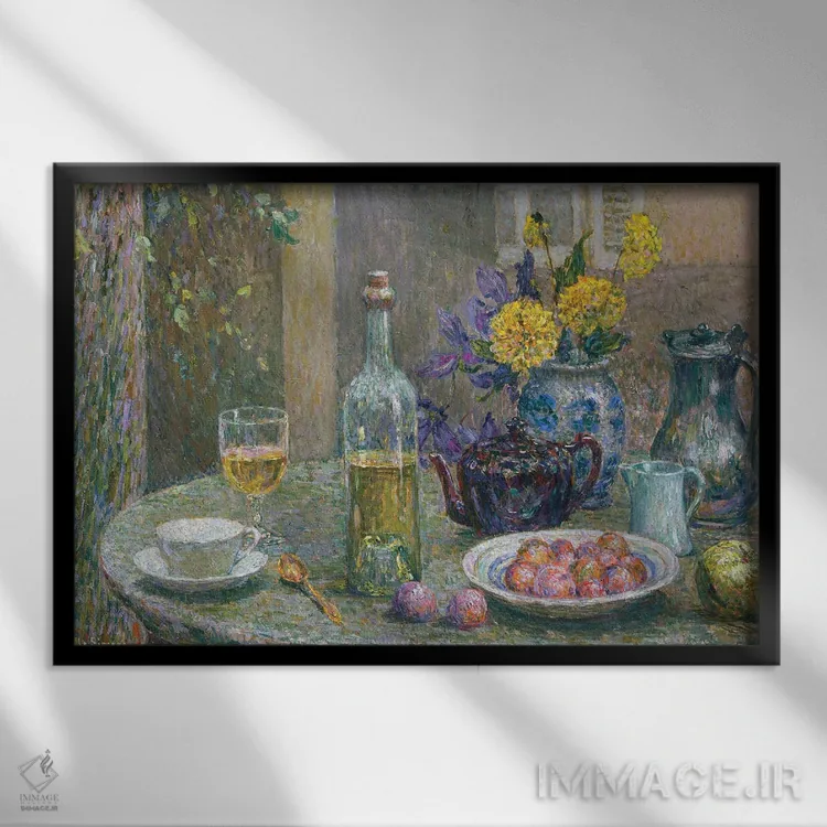 تابلو دالیای زرد، ۱۹۲۵ (گل) اثر آنری اوژن اوگوستین لو سیدانر - نمای قابدار مشکی